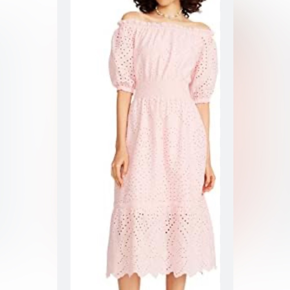 Betsey Johnson Pink Puff Sleeve Midi Sundress in Sz XS